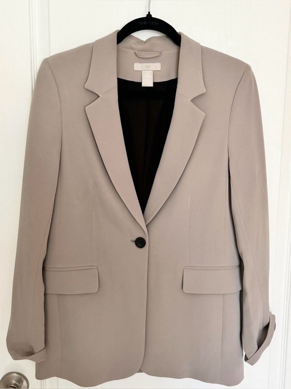 Light Taupe/Gray Women's Single-Button Blazer